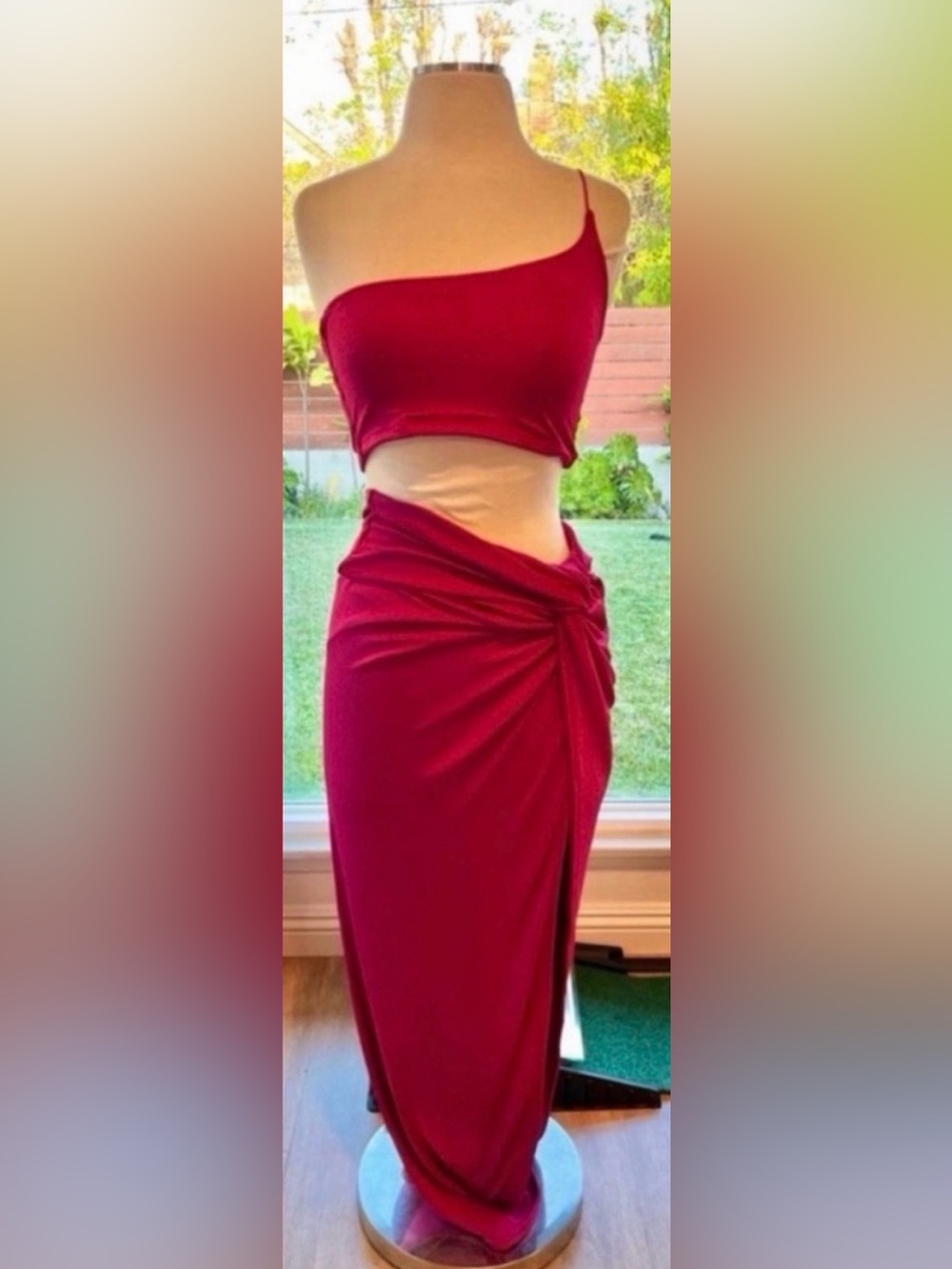 Women’s Fuschia Midi Tank Top and Skirt Set Small